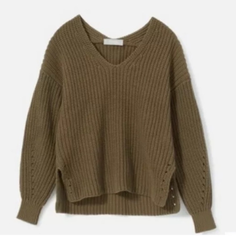 Everlane Chunky Knit Sweater in Surplus Green Size XS EUC